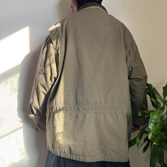 Vintage unisex North Bay Barn Coat – Earthy Olive & Leather Trim size 2XL - Picture 5 of 7